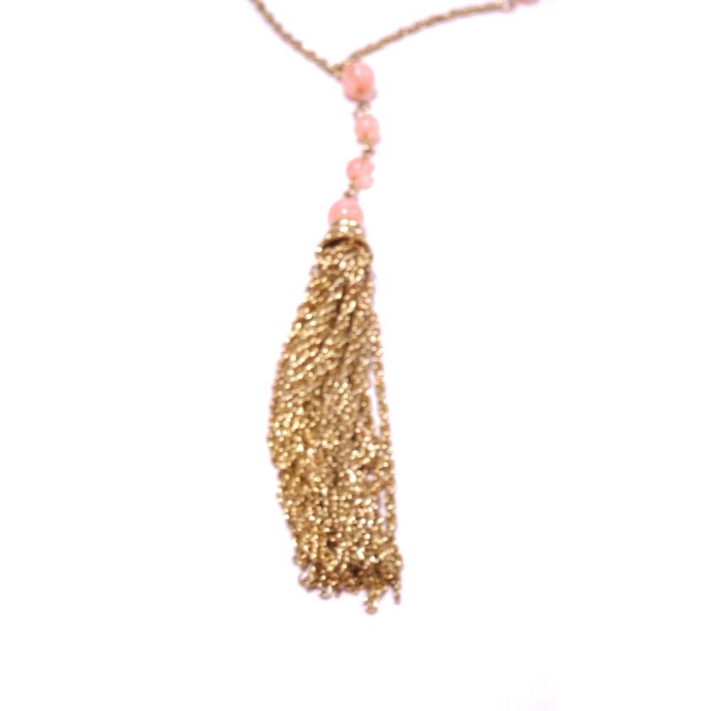 NWT Banana Republic Women's Pink Bead Gold Tassel Necklace NWT 39